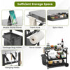 Foldable outdoor cart with 3 tiers, stainless steel, phone holder, and wheels for easy mobility and versatile use.