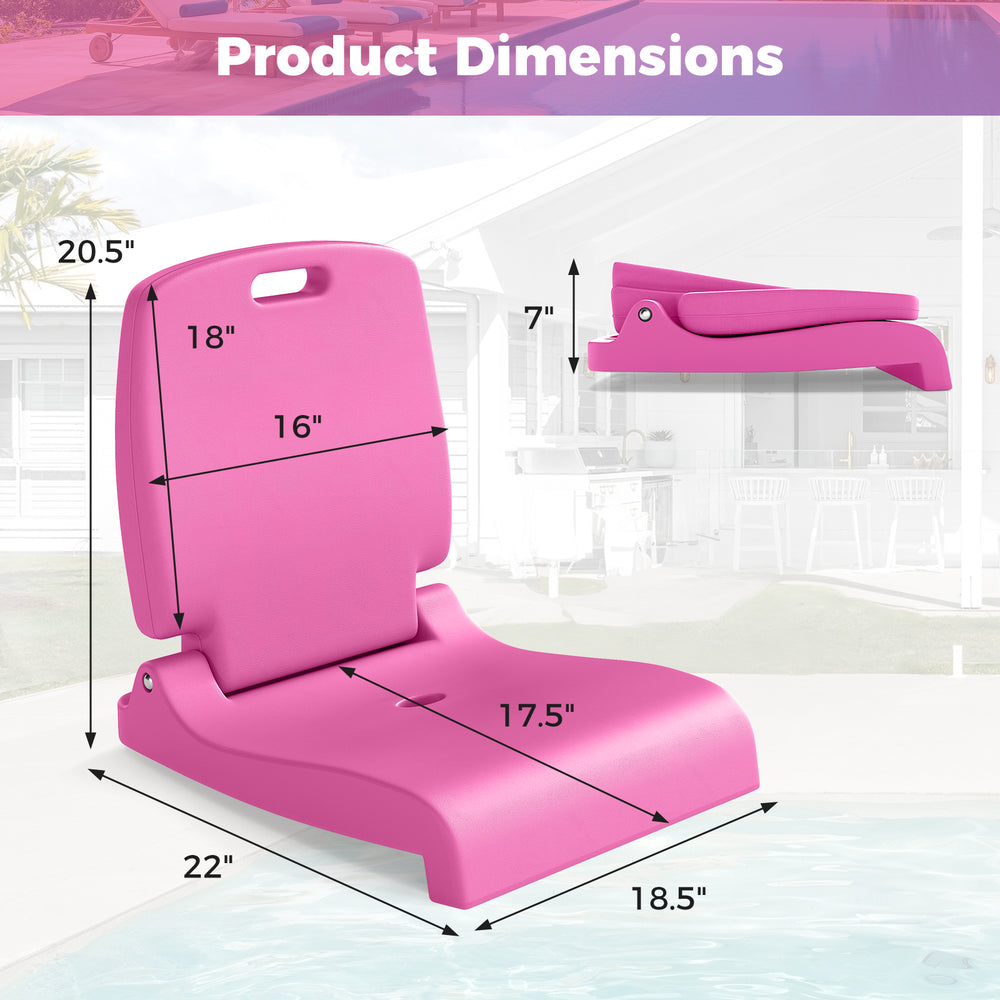 Foldable pink outdoor pool chair with back support, dimensions 20.5" x 22", ideal for poolside relaxation and easy.