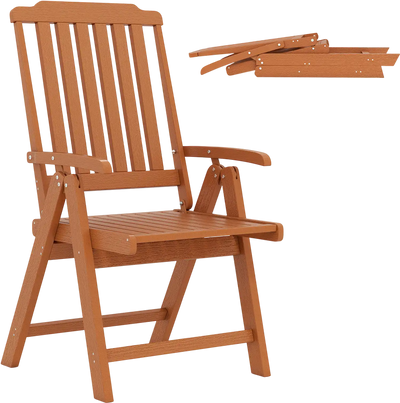 Costway Foldable All-Weather HDPE Patio Dining Chair with Armrests 16432216 New