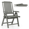 Foldable Patio Chair All-Weather HDPE Outdoor Dining Chair with Armrest-Gray - Gallery View 1 of 9