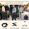 Foldable pet carrier with wheels, featuring breathable mesh, adjustable handle, and extra openings for easy access.