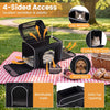 Foldable pet carrier with wheels features breathable mesh, extra openings, and a comfortable space for small pets.