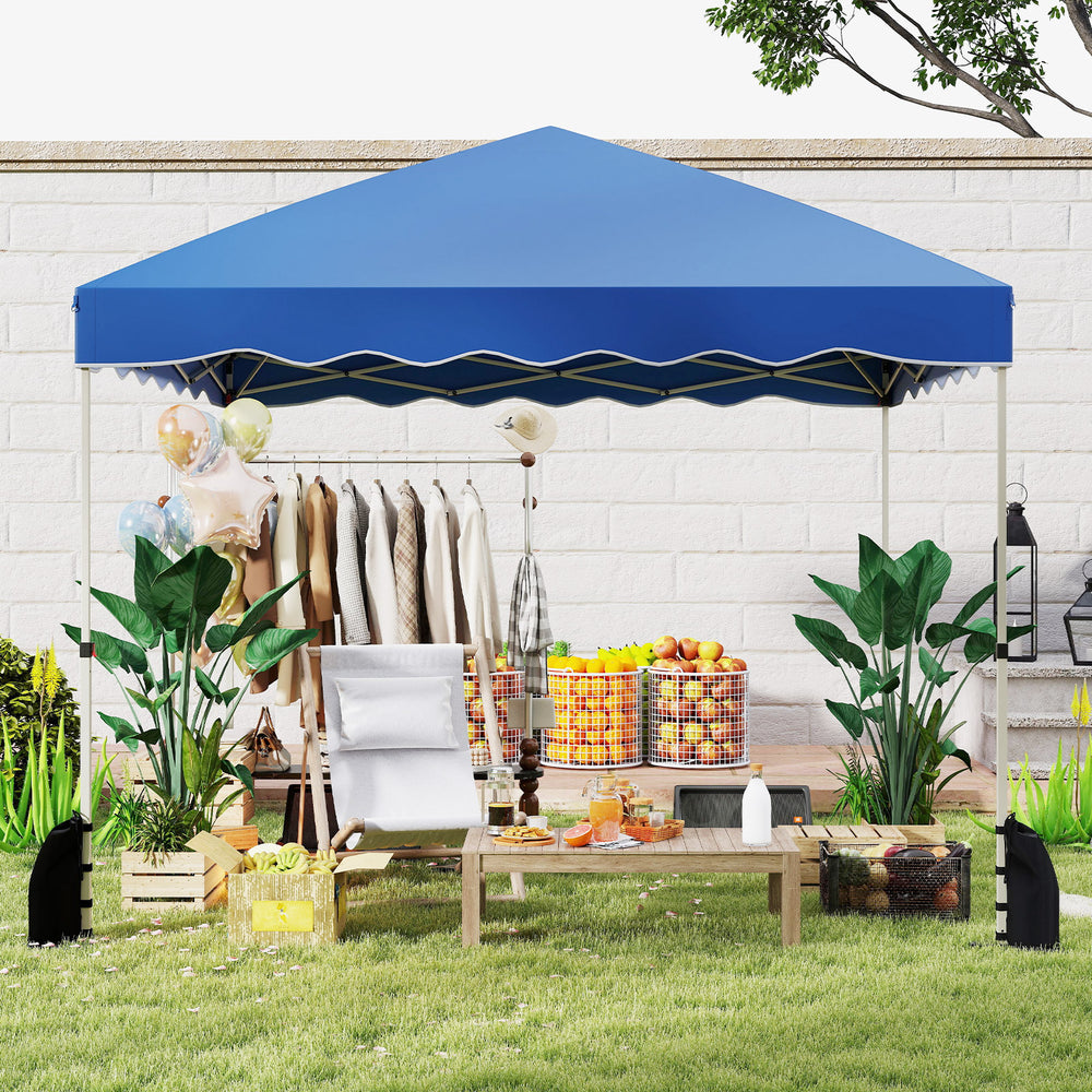 Foldable 10 X 10 Feet Pop up Canopy Tent with Wheeled Bag-Blue - Gallery View 1 of 11