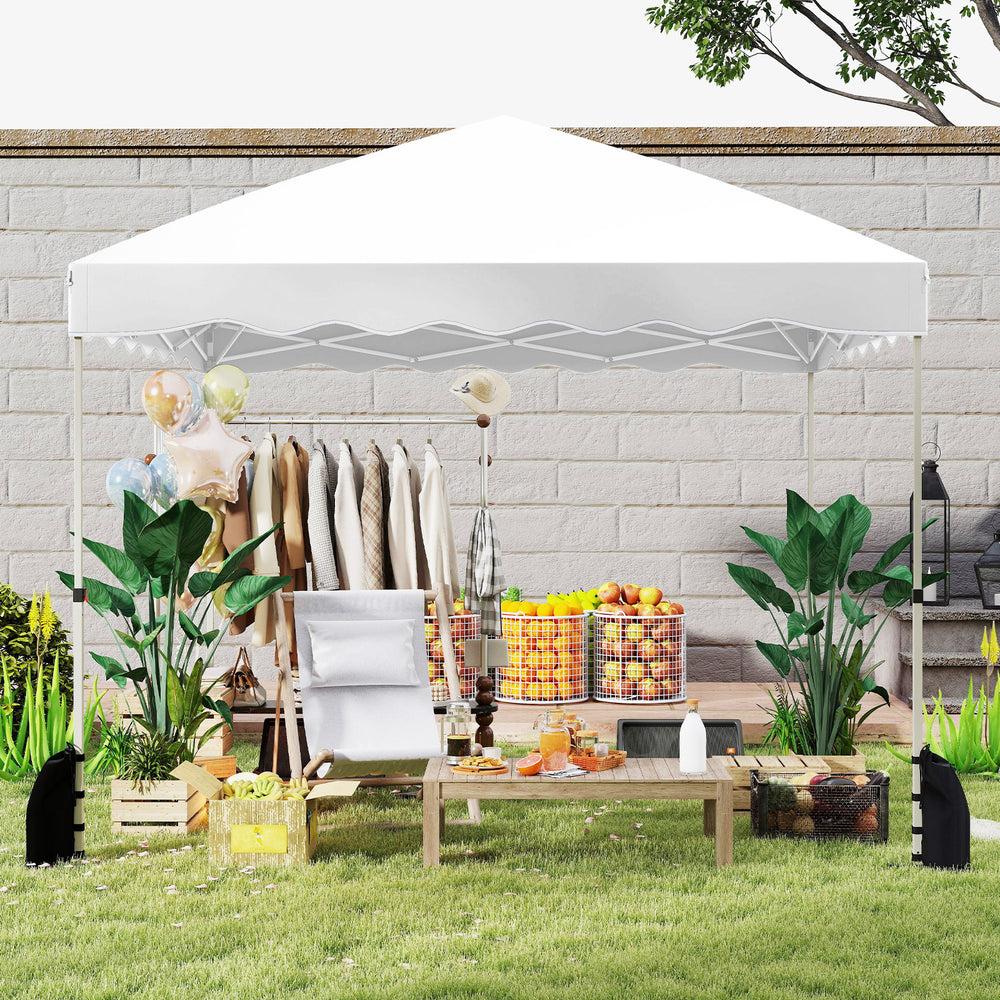 Foldable 10 X 10 Feet Pop up Canopy Tent with Wheeled Bag-White - Gallery View 1 of 11