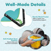 Foldable portable baby jumper features a sturdy metal frame and removable padded seat cushion for indoor and outdoor use.