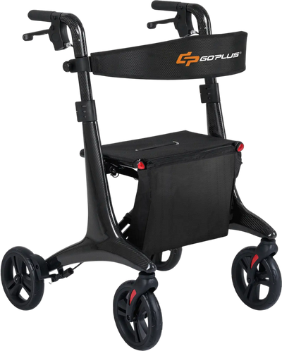 Costway Foldable Rollator Walker with Seat for Seniors 70804743 New
