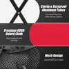 Close-up of the breathable mesh design of the red lightweight foldable tennis ball cart, featuring rustproof aluminum.