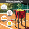 Lightweight foldable tennis ball cart in red with removable bag, holding 150 balls, ideal for tennis, badminton, and.