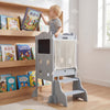 Foldable Toddler Step Stool with Chalkboards 2-Step Stool-Gray - Gallery View 1 of 10