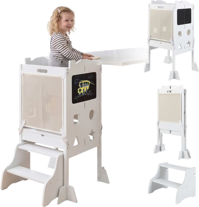 Costway Foldable Toddler 2-Step Stool with Chalkboards 34634235 New