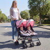 Foldable Twin Baby Double Stroller Ultralight Umbrella Kids Stroller-Pink - Gallery View 1 of 10