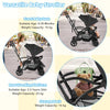 Foldable twin tandem stroller in black with adjustable handlebar, suitable for kids 6 months to 2.5 years, featuring a.