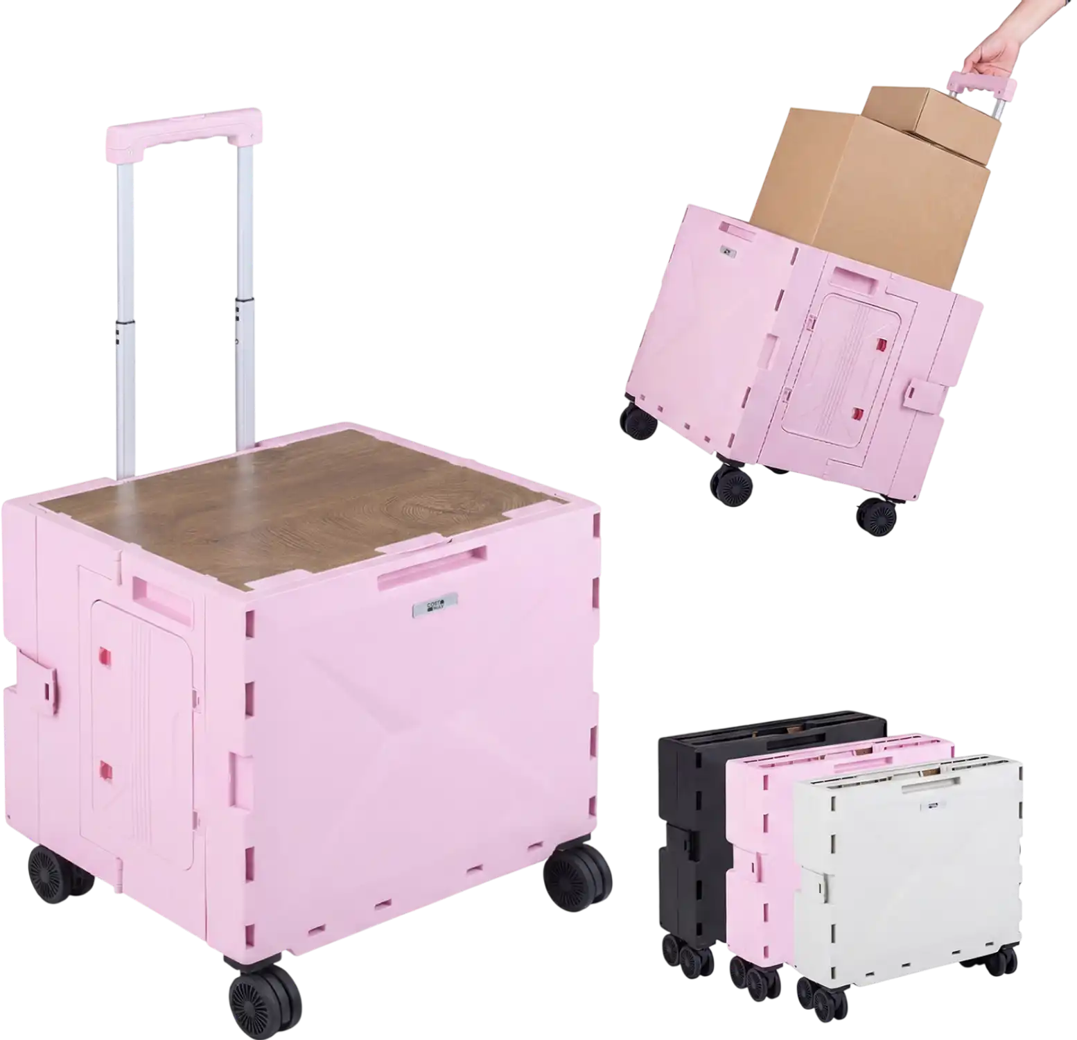 Costway Foldable Utility Cart 4 Rotating Wheels Cup Holder 81953868 New