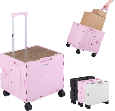 Costway Foldable Utility Cart 4 Rotating Wheels Cup Holder 81953868 New