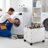 Foldable Utility Cart on 4 Rotate Wheels with Cup Holder-White - Gallery View 1 of 10
