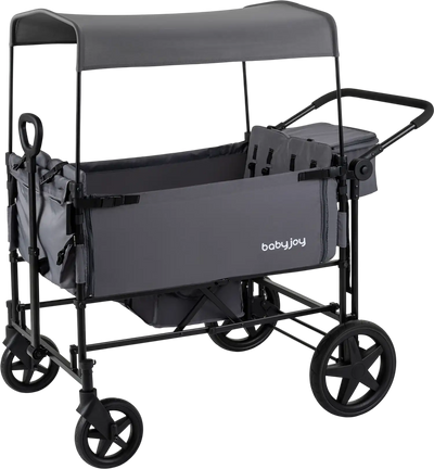 Costway Foldable 4-Kid Wagon Stroller Removable Canopy Adjustable Push 43591760 New