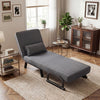 Gray folding 6-position convertible sleeper bed armchair with a soft pillow, ideal for versatile seating or sleeping.