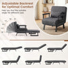 Folding 6-position convertible sleeper bed armchair in gray features adjustable backrest and soft pillow for versatile comfort.