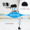 Folding height adjustable walking frame with armrest support, featuring 7-position heights and 4-position lengths for.