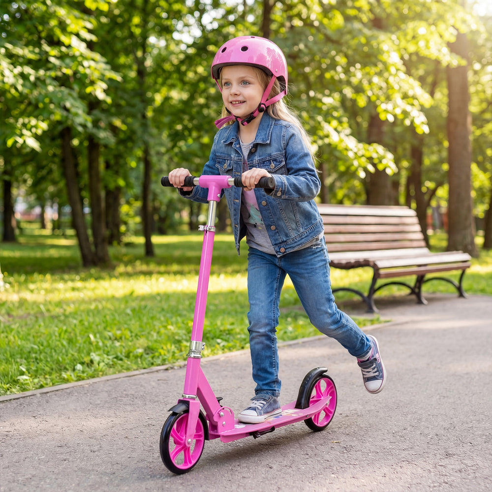 Folding Aluminum Alloy Scooter with 3 Adjustable Heights-Pink - Gallery View 1 of 10