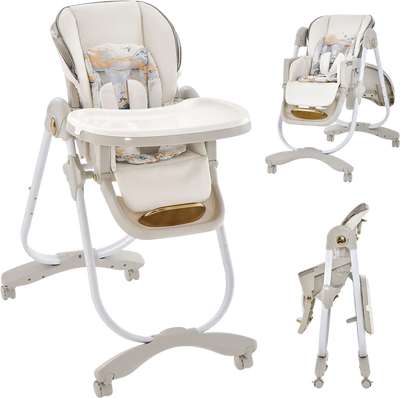 Costway Folding Baby High Chair Adjustable Height Recline 14759386 New