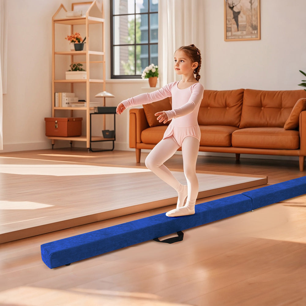 Folding Balance Beam with Solid Wood Base and Anti-slip Bottom-Blue - Gallery View 1 of 11