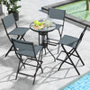 Folding bar stools set of 2 with backrest and footrest in blue, perfect for patio or garden use.