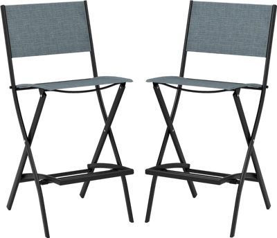 Costway Folding Bar Stools Set of 2 w/ Backrest Footrest 59348716 New