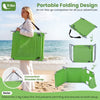 Folding beach lounge chair in lawn-green with adjustable backrest, shoulder strap, and side storage pocket for easy.