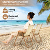Lightweight folding beach chairs set of 2 in beige, featuring rustproof aluminum and 400 lbs capacity for outdoor.