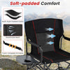 Folding camping chair with breathable mesh back, multi-layer padded fabric, and side table for outdoor comfort and.