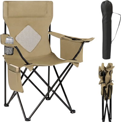 Costway Folding Camping Chair Mesh Backrest Metal Frame Carrying Bag 90319421 New