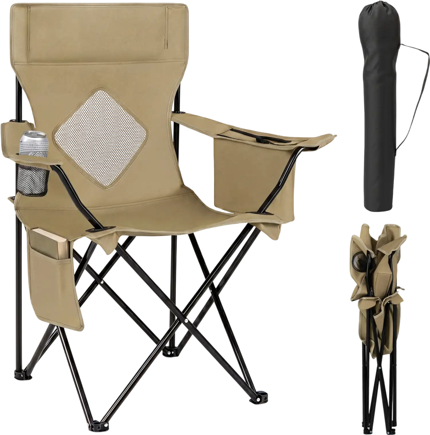 Costway Folding Camping Chair Mesh Backrest Carrying Bag 90319421 New