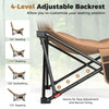 Folding camping chair with adjustable backrest in khaki, featuring 4 angles for reading, chatting, or napping.