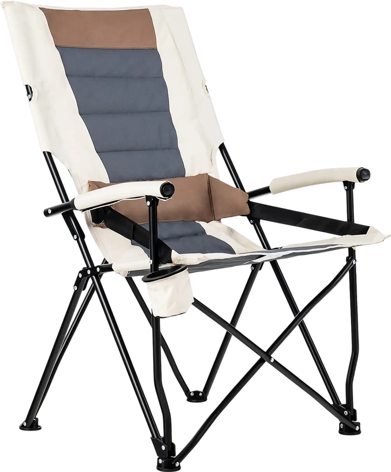 Costway Folding Camping Chair Cup Holder Armrest Lumbar Pillow 71498635 New