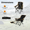 Folding camping chair with adjustable backrest and detachable footrest, designed for comfort and easy transport.