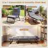 3 in 1 convertible gray chair bed shown in sofa chair, chaise lounge, and single bed configurations for versatile.