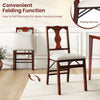 Folding dining chair with padded seat and ergonomic backrest in brown, featuring a convenient folding function for easy.