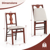 Folding dining chair set of 2 with upholstered padded seats, brown rubber wood frame, ergonomic backrest for comfort.
