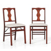 Set of 2 brown folding dining chairs with upholstered padded seats and ergonomic backrests for comfortable seating.