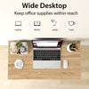 Wide desktop folding computer desk in natural finish, ideal for small spaces and home office organization.