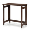 Brown folding console table with sturdy design and foldable legs, perfect for compact spaces like hallways or living.