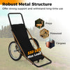 Folding deer game cart with robust metal frame, 550 lbs capacity, and polyester liner for transporting prey and cargo.