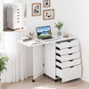 Folding Desk with Storage Drawers and Wheels for Dorms Apartments-White - Gallery View 1 of 10