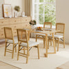 Folding Dining Chairs Set of 4 Rubber Wood Chairs with Linen Padded Seat-Natural - Gallery View 1 of 10