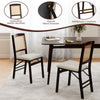 Folding dining chair in coffee with appealing rattan backrest and soft linen padded seat, perfect for stylish dining.