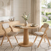 Folding dining chairs set of two with cushioned seats, crafted from solid rubber wood for comfort and space-saving convenience.