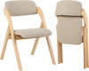 Folding dining chair set with solid rubber wood frame and cushioned seat, perfect for small spaces and easy storage.