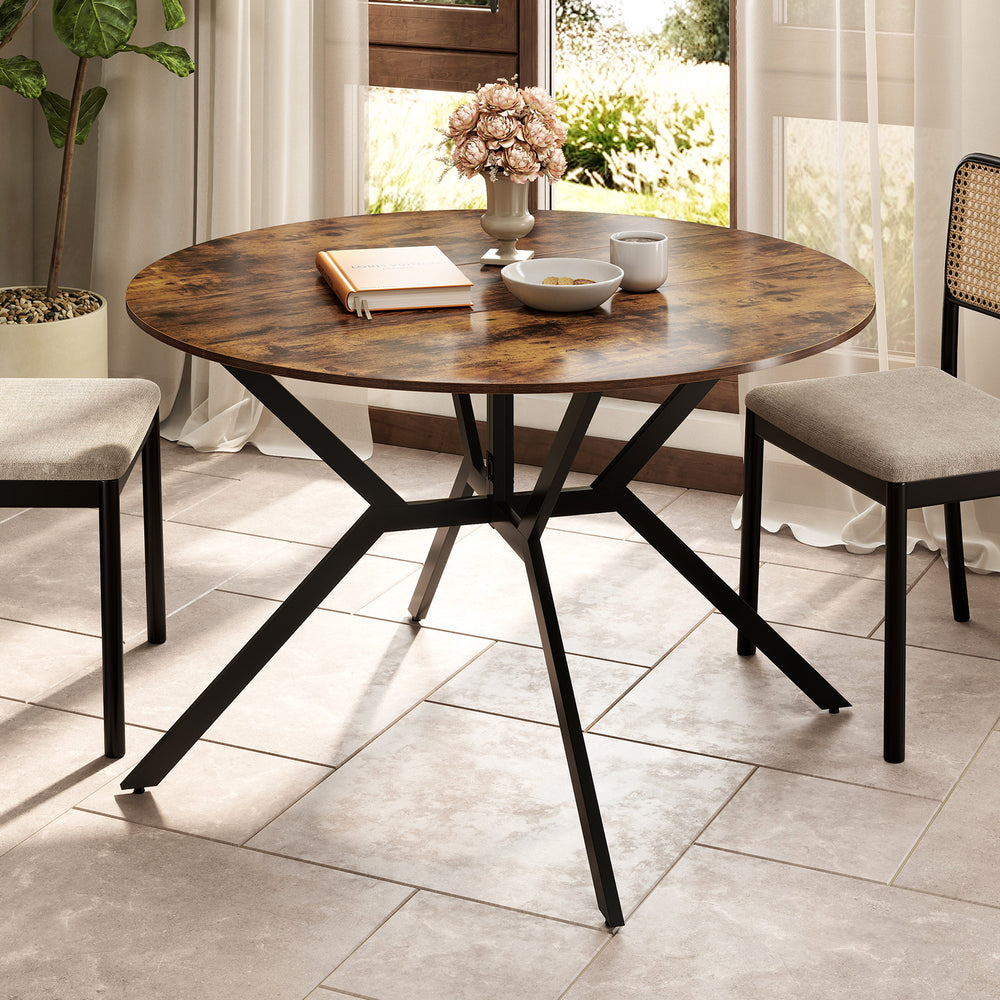Folding Dining Table 47 Inch Extendable Round Kitchen Table with Drop Leaves-Rustic Brown - Gallery View 1 of 10