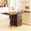 Folding Dining Table 3-in-1 Space-Saving Drop Leaf Kitchen Table with Lockable Wheels-Walnut - Gallery View 1 of 11